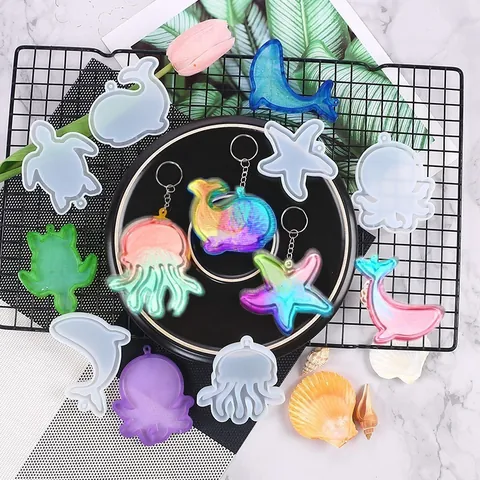 Ocean Animal Series Silicone Mold DIY Resin Quicksand Starfish Whale Turtle Keychain Pendant Jewelry Casting Silicone Mold
