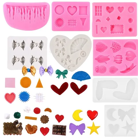 Stampo per Torta in Silicone DIY Forma Cuore Fiocco Frutta Caramella Ghiacciolo Stampo Fondant per Decorazione in Resina Cioccolato