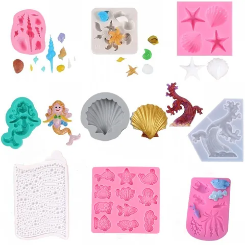 Ocean Series Silicone Molds DIY Fondant Cake Chocolate Decoration Starfish Conch Shell Shape Silicone Molds For Baking Craft