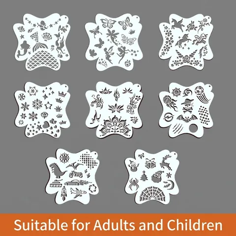 Kids Face Painting Stencils Hollow PET Templates For Stage Makeup Practice Ancient Style Patterns Eye Totem Stencils