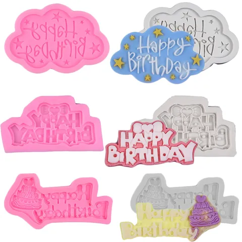 Happy Birthday Buchstaben Silikonform Tortendekoration Schokolade DIY Backwerkzeug Stern Herzform Fondantform Geburtstag