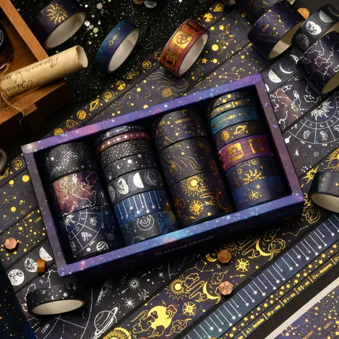 Vintage Sternenhimmel Washi Tape Goldbronze Konstellation Mondphase DIY Scrapbooking Dekoratives Abdeckband Geschenkbox