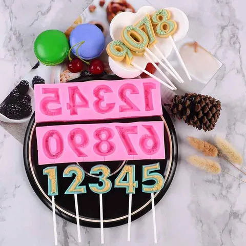 DIY Silicone Lollipop Molds For Chocolate Hard Candy Making Strawberry Round Number Traffic Light Shape Baking Tools Cake Decoration