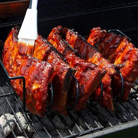 Stainless Steel Portable Rib Rack Multi-Slot BBQ Grill Holder For Steak Lamb Chop Outdoor Garden Cooking Accessories