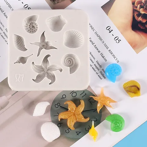 Ocean Series Silicone Molds DIY Fondant Cake Chocolate Decoration Starfish Conch Shell Shape Silicone Molds For Baking Craft
