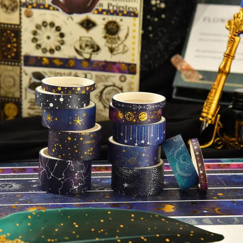 Vintage Sternenhimmel Washi Tape Goldbronze Konstellation Mondphase DIY Scrapbooking Dekoratives Abdeckband Geschenkbox