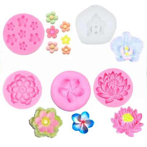 Molde de Silicona Girasol Sakura Loto Orquídea Para DIY Artesanía Resina Joyería Auto Aromaterapia Yeso Vela Decoración Arte