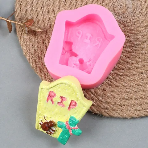 Halloween Series Tombstone Silicone Mold DIY Chocolate Candy Cake Decoration Mold RIP Cross Spider Shape Festive Baking Tool