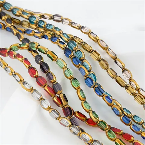 Facettierte Ovale Glasperlen Mit Goldrand Für DIY Schmuckherstellung Handgefertigte Lose Reisperlen Für Halskette Armband Ohrringe