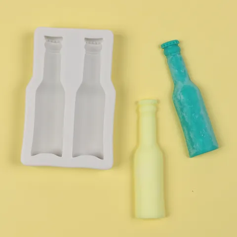 2 Cavity Beer Bottle Silicone Fondant Mold Soda Bottle Shape Chocolate Cake Decorating Sugarcraft Baking Tool DIY Clay Mold