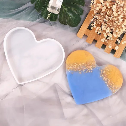 Stampo in Silicone a Forma di Cuore Per Fai Da Te Resina Cristallo Sottobicchiere Vassoio Portaoggetti Decorazione Scrivania Artigianato
