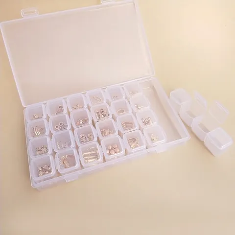 Clear Transparent Plastic Jewelry Storage Box Independent Lids 10/28 Grids Beads Earrings Ring Organizer Divider Small Case