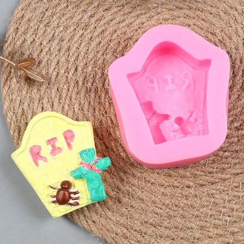 Halloween Series Tombstone Silicone Mold DIY Chocolate Candy Cake Decoration Mold RIP Cross Spider Shape Festive Baking Tool