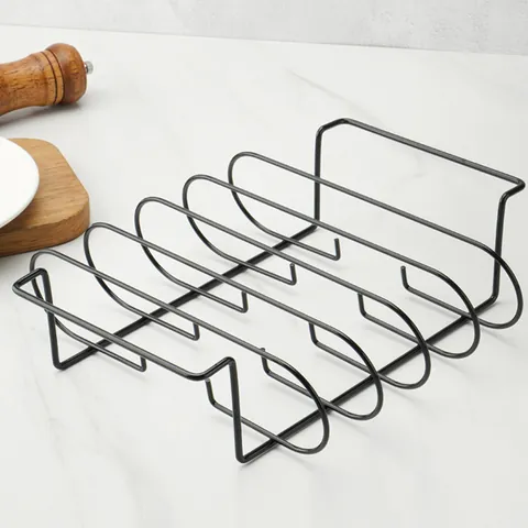 Stainless Steel Portable Rib Rack Multi-Slot BBQ Grill Holder For Steak Lamb Chop Outdoor Garden Cooking Accessories