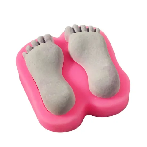 Silicone Little Footprints Baby Feet Mold For Fondant Cake Chocolate DIY Baking Decorating Tool Pink Silicone Baking Mold