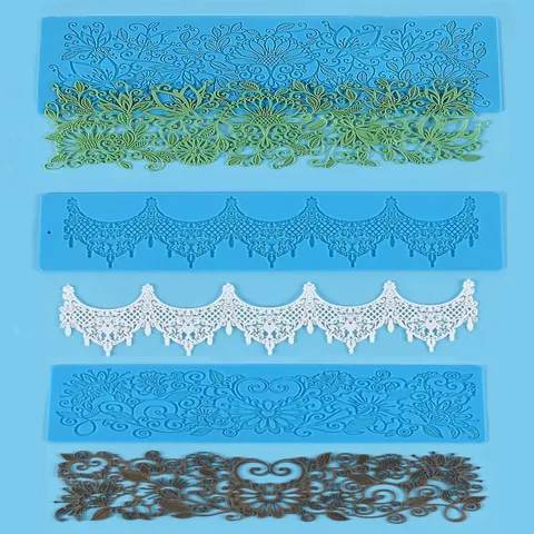 Lace Series Silicone Mold DIY Chocolate Fondant Cake Border Decoration Baking Tool Floral Scroll Relief Mat