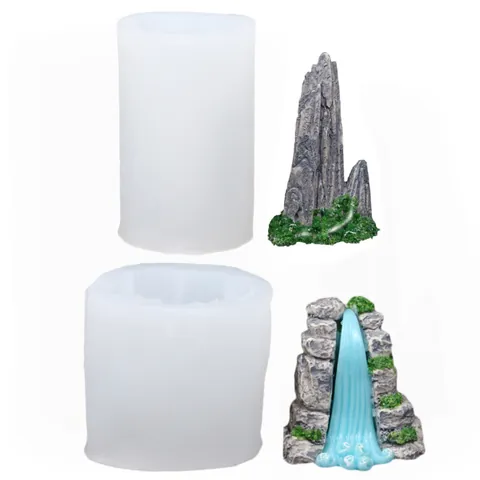 DIY Rockery Mountain Silicone Mold Miniature Landscape Sculpture Decoration Fragrance Candle Plaster Ornament Silicone Craft Mold