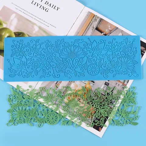 Lace Series Silicone Mold DIY Chocolate Fondant Cake Border Decoration Baking Tool Floral Scroll Relief Mat