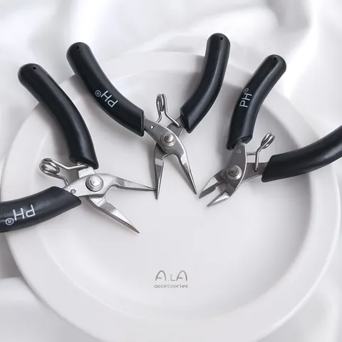 Mini Titanium Steel Fine Jewelry Pliers Set Round Needle Nose Diagonal Cutters For DIY Handmade Jewelry Making Tools