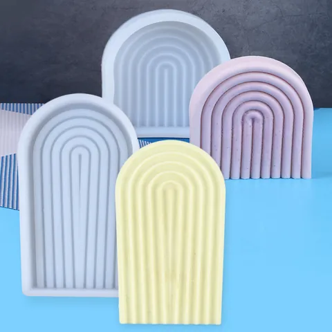 Stampo in Silicone Arco Arcobaleno Geometrico Design Rigato per Candele Aromaterapia Fai da Te Decorazione Domestica