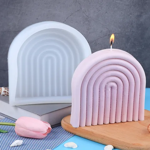 Stampo in Silicone Arco Arcobaleno Geometrico Design Rigato per Candele Aromaterapia Fai da Te Decorazione Domestica