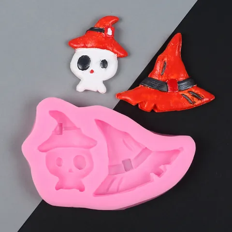 Serie de Halloween Esqueleto Cráneo Sombrero de Bruja Molde de Silicona DIY Chocolate Dulces Decoración de Pasteles Herramientas de Repostería Molde de Silicona