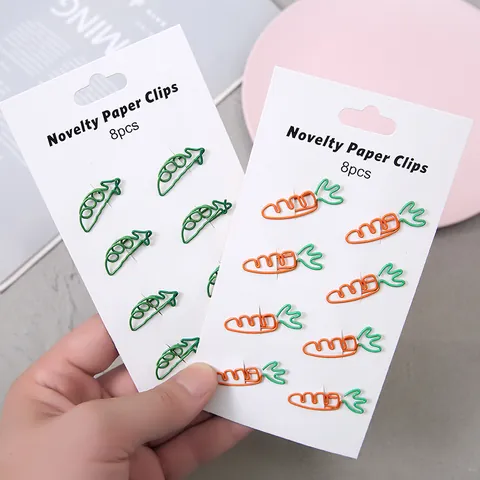 Cartoon Shaped Metal Paper Clips Creative Vegetable Fruit Decorative Bookmarks For Student Office School Supplies Stationery Novelty Binder Clips