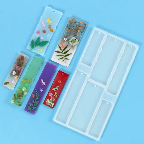 DIY Crystal Epoxy Resin Silicone Bookmark Mold Irregular Wave Edge Mirror Surface Jewelry Making Craft Tool For Bookmarks Pendants