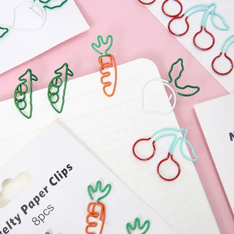 Cartoon Shaped Metal Paper Clips Creative Vegetable Fruit Decorative Bookmarks For Student Office School Supplies Stationery Novelty Binder Clips