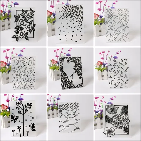 Plastic Fondant Cake Embossing Folder Various Patterns Floral Butterfly Geometric Textured Template For DIY Baking Scrapbooking Craft