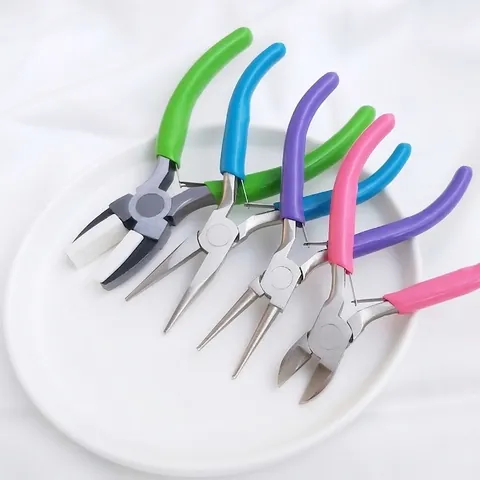 Pinze per Gioielli Professionali in Acciaio al Titanio Con Ganascia in Nylon Naso Tondo Naso Piatto Taglierina Laterale Diagonale per Fai da Te Creazione di Gioielli