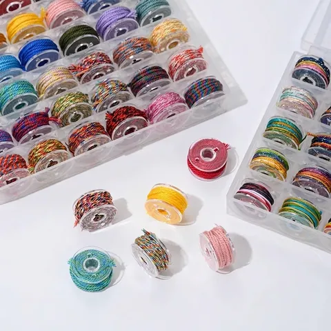 Handgemachtes Geflochtenes Buntes Baumwollfaden-Set Verschleißfeste Schnur Für DIY Tibetischen Schmuck Armbänder Bastelschnur Mit Aufbewahrungsbox