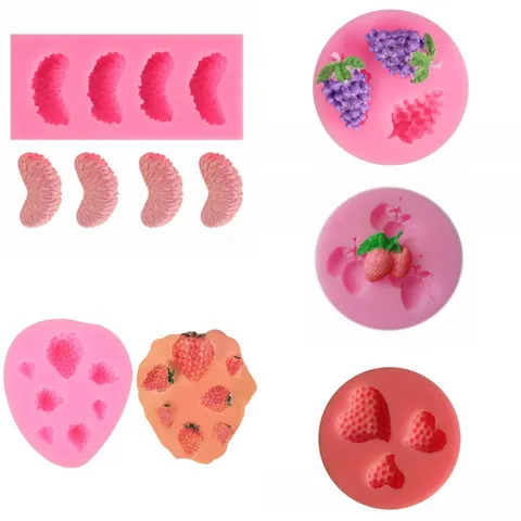 Fruit Shape Silicone Fondant Mold Strawberry Pineapple Grape Orange Cake Mold DIY Baking Tools Chocolate Candy Clay Mold