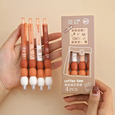 Retractable Quick Dry Gel Pen Macaron Color Soft Silicone Grip Decompression Writing Pen Fine Point School Office Stationery