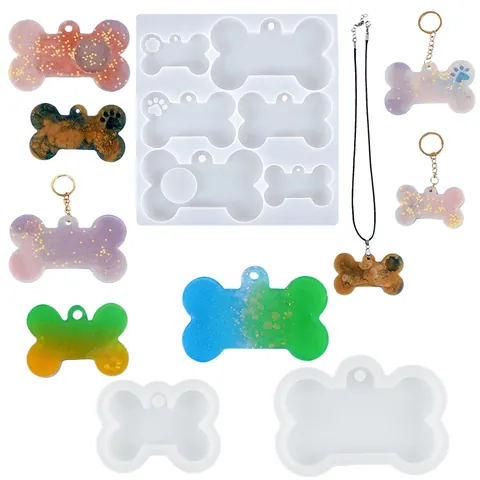 DIY Kristall Epoxid Silikonform Hundeknochenform Schlüsselanhänger Haustieranhänger Harzgussform Bastelwerkzeug