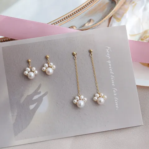 14k Gold Gefüllt Katzenpfote Süßwasserperle Schmuckset Für Damen Süße Tierpfote Anhänger Halskette Ohrringe Armband Geschenk