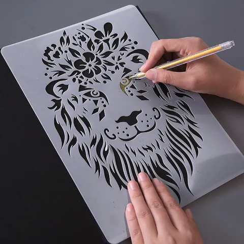 Stencil per Disegno Creativi a Tema Animale in PET Modelli Intaglio Cavo per Bambini Pittura Artistica Fai-da-te Scrapbooking