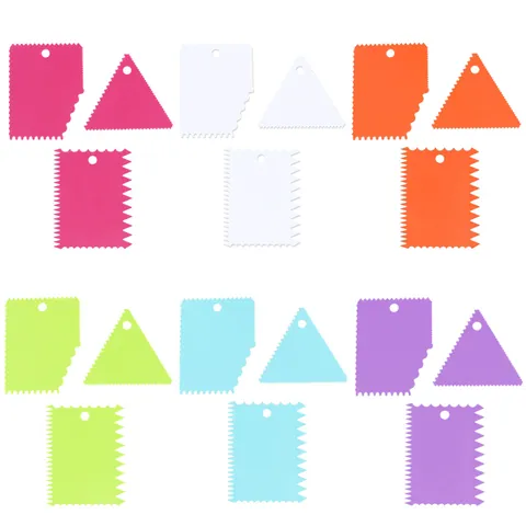 3 Pcs Set Plastic Cake Scrapers Serrated Edge Dough Scrapers For DIY Cake Decorating Kitchen Baking Tools