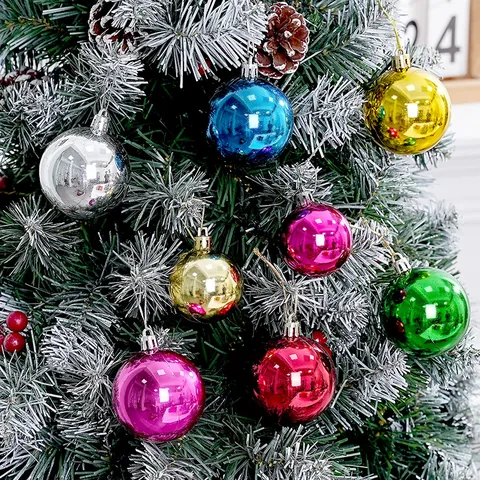 Galvanisierte Kunststoff Weihnachtskugeln Glänzend Metallisch Weihnachtsbaum Hängende Dekorationen Für Zuhause Festival Szene Party Dekor