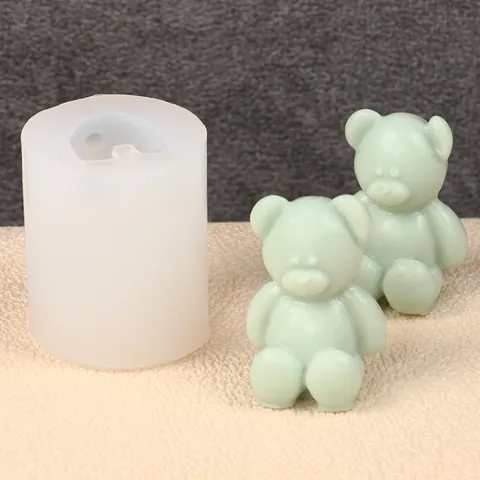 3D Cartoon Bear Silicone Mold For DIY Scented Candle Plaster Ornaments Creative Bear Ice Cube Mold Woven Texture Bear Decor