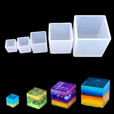 Molde de Silicona de Cubo Para Manualidades de Resina DIY Cristal Pegamento Molde Hecho a Mano Superficie de Espejo Para Flores Secas Pantalla Ornamento