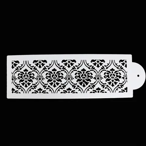 White Plastic Cake Decorating Stencils Lace Damask Border Embossing Template Fondant Floral Pattern Baking Tools for Wedding Dessert Decoration