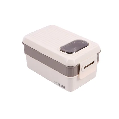 Modern Minimalist Double Layer Bento Box With Lid Buckle Portable Lunch Box For School Office Working Meal Food Container