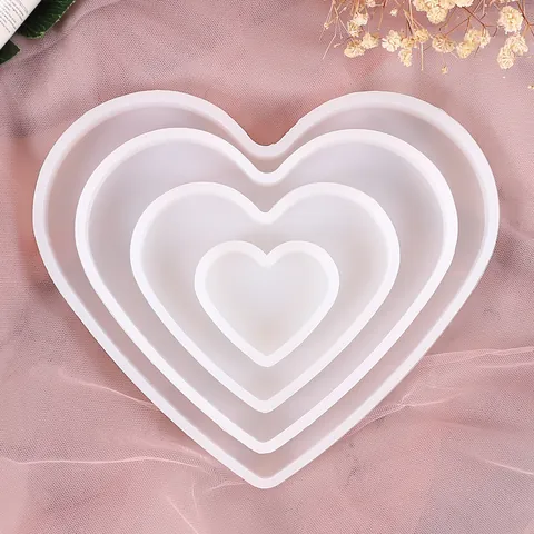Stampo in Silicone a Forma di Cuore Per Fai Da Te Resina Cristallo Sottobicchiere Vassoio Portaoggetti Decorazione Scrivania Artigianato