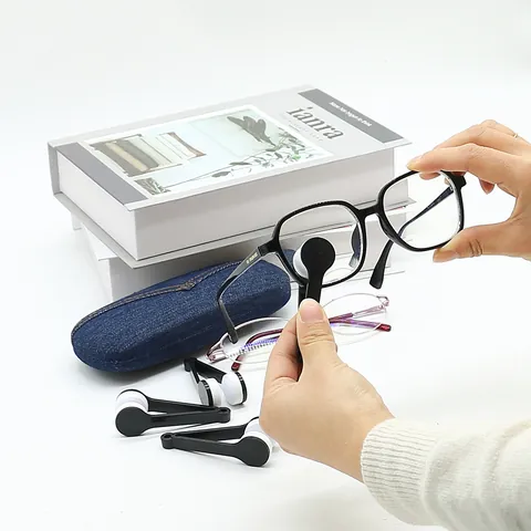 Portable Glasses Lens Cleaning Brush Microfiber Tweezers Mini Eyeglasses Wipe Tool For Travel Office Work Daily Use