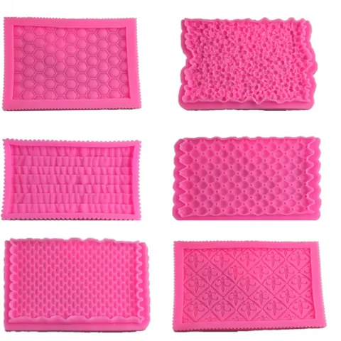 DIY Baking Silicone Fondant Mold Honeycomb Fish Scale Texture Cake Border Decoration Mold Vintage Totem Embossed Silicone Mat