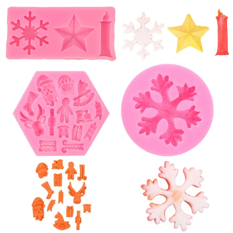 Christmas Silicone Mold Snowflake Reindeer Christmas Tree Socks Bells Shape Cake Decoration Tools DIY Baking Chocolate Resin Molds