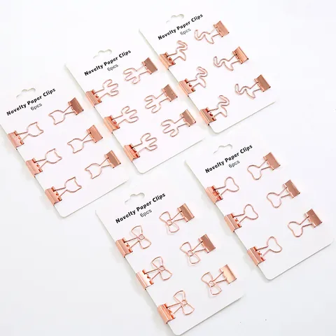 Roségold Galvanisiertes Metall Büroklammern Set Kreative Tierform Vielzweckklammern Für Büro Schule Dekorative Foto Hängeklammern