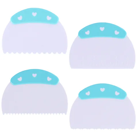 Plastic Cake Scraper Spatula Set Fondant Cream Decorating Tool With Scale Wave Serrated Edge For Home Baking Decoration