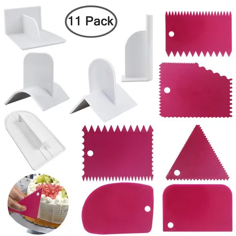 Plastic Cake Scraper Cream Scraper Dough Cutter Serrated Edge Smoothing Decorating Tools For Kitchen Baking DIY Decorating
